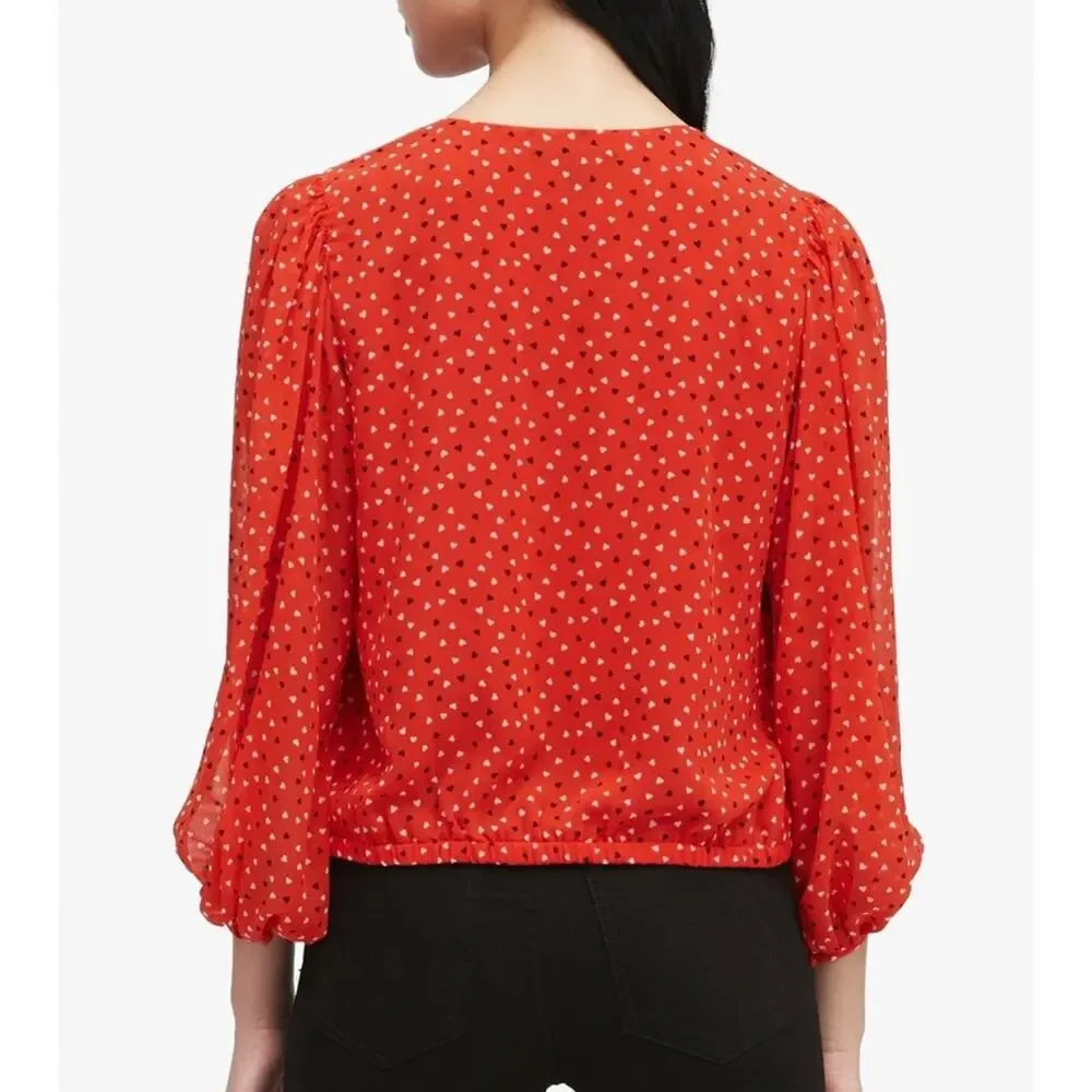 Banana Republic Red Puff Sleeve Top Size Small
